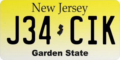 NJ license plate J34CIK