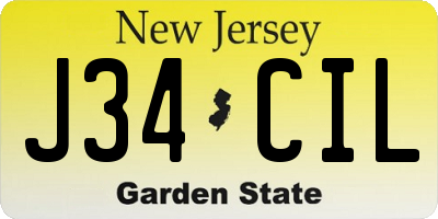 NJ license plate J34CIL