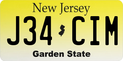NJ license plate J34CIM