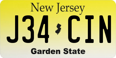 NJ license plate J34CIN