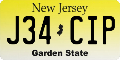 NJ license plate J34CIP