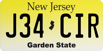 NJ license plate J34CIR