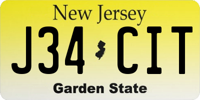 NJ license plate J34CIT