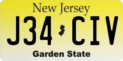 NJ license plate J34CIV