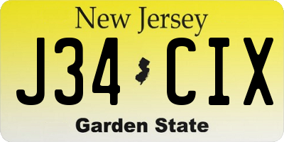 NJ license plate J34CIX