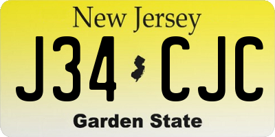 NJ license plate J34CJC