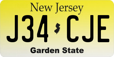 NJ license plate J34CJE