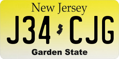 NJ license plate J34CJG