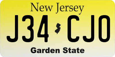 NJ license plate J34CJO