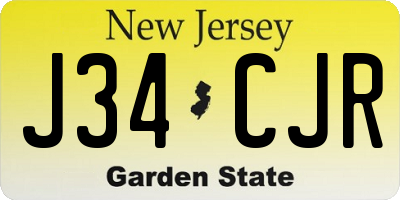 NJ license plate J34CJR