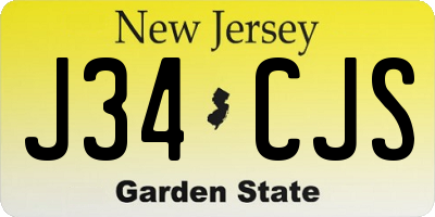 NJ license plate J34CJS