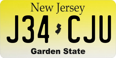 NJ license plate J34CJU