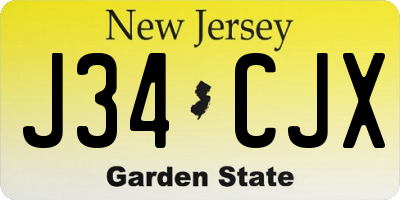 NJ license plate J34CJX