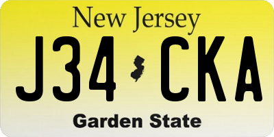 NJ license plate J34CKA