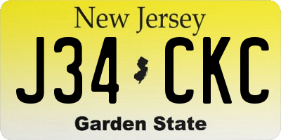 NJ license plate J34CKC