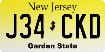 NJ license plate J34CKD