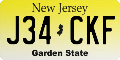 NJ license plate J34CKF