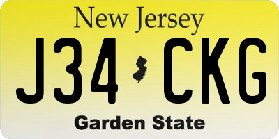 NJ license plate J34CKG