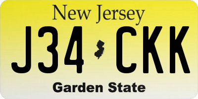 NJ license plate J34CKK