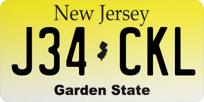 NJ license plate J34CKL