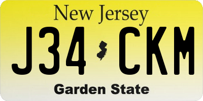 NJ license plate J34CKM