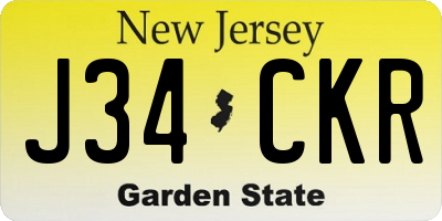 NJ license plate J34CKR