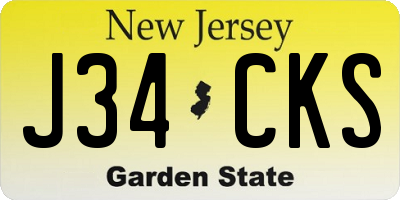 NJ license plate J34CKS