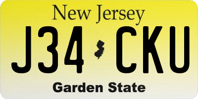 NJ license plate J34CKU