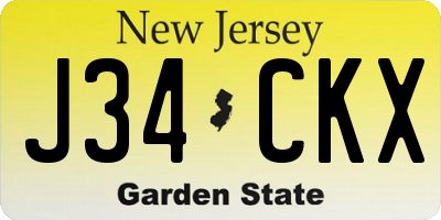 NJ license plate J34CKX