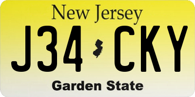 NJ license plate J34CKY