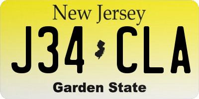 NJ license plate J34CLA