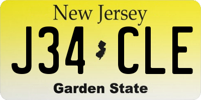 NJ license plate J34CLE