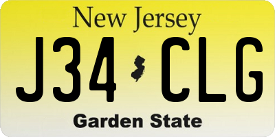 NJ license plate J34CLG