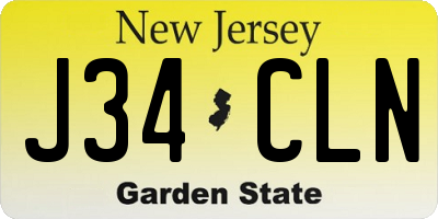 NJ license plate J34CLN