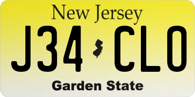 NJ license plate J34CLO