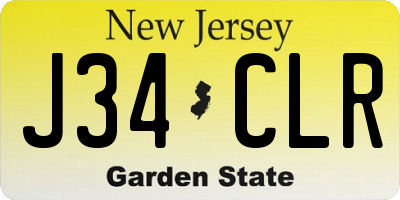 NJ license plate J34CLR