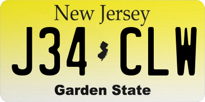 NJ license plate J34CLW