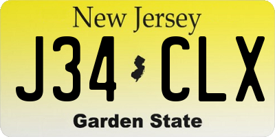 NJ license plate J34CLX