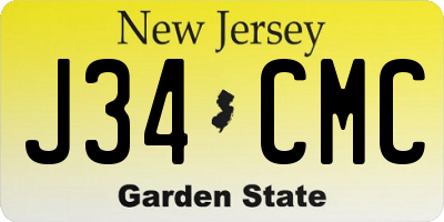 NJ license plate J34CMC