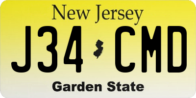 NJ license plate J34CMD
