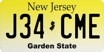 NJ license plate J34CME
