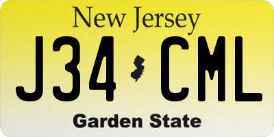 NJ license plate J34CML