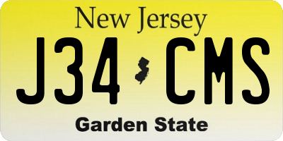 NJ license plate J34CMS