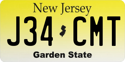 NJ license plate J34CMT