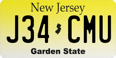 NJ license plate J34CMU