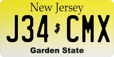 NJ license plate J34CMX