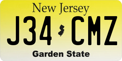 NJ license plate J34CMZ