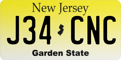 NJ license plate J34CNC