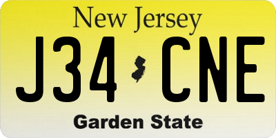 NJ license plate J34CNE