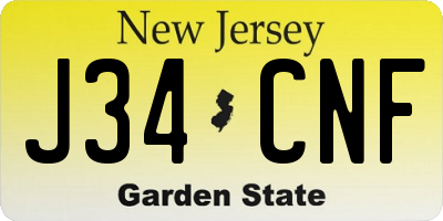 NJ license plate J34CNF